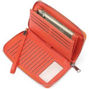 New Womens Wallet RFID Blocking Leather Zip Around Wallet Large Capacity